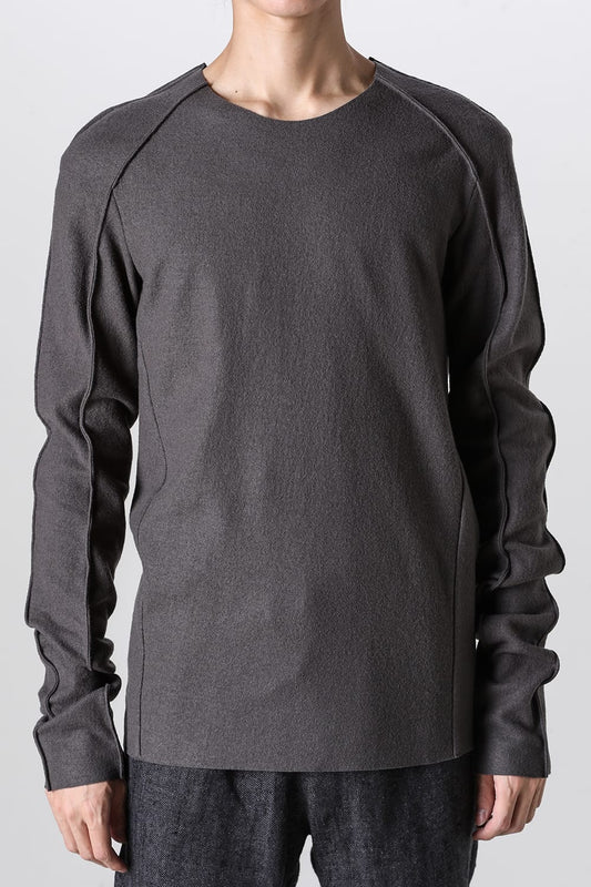 Basic Long Sleeve T-Shirt Compressed Washer Wool Jersey Charcoal