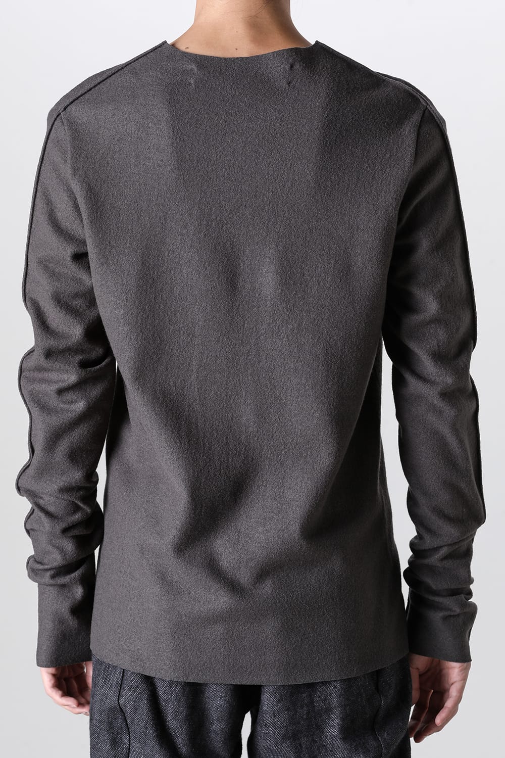 Basic Long Sleeve T-Shirt Compressed Washer Wool Jersey Charcoal