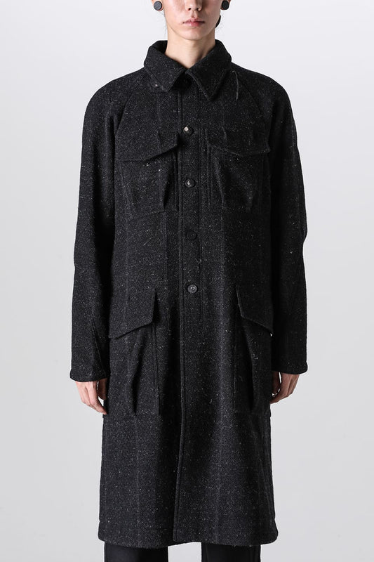 Hight neck coat Shetland wool