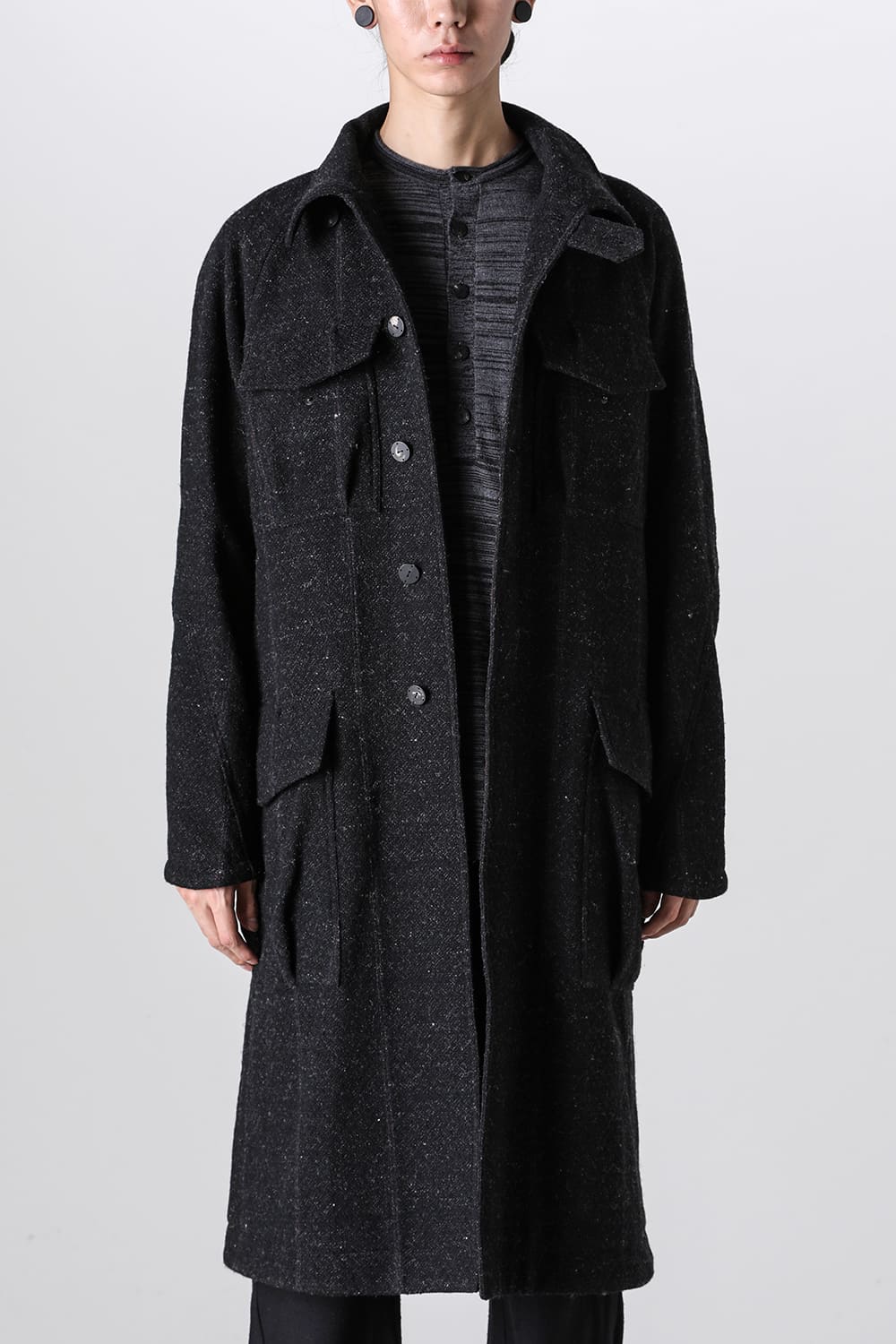 ハイネック コート シェットランド ウール