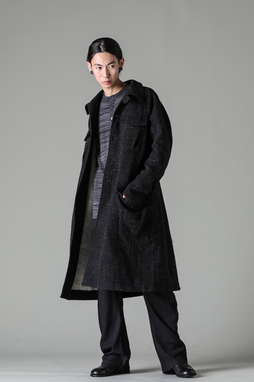 ハイネック コート シェットランド ウール