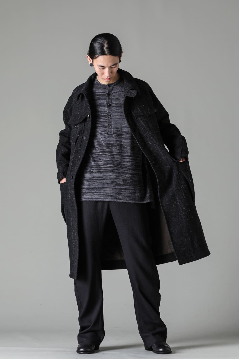 ハイネック コート シェットランド ウール