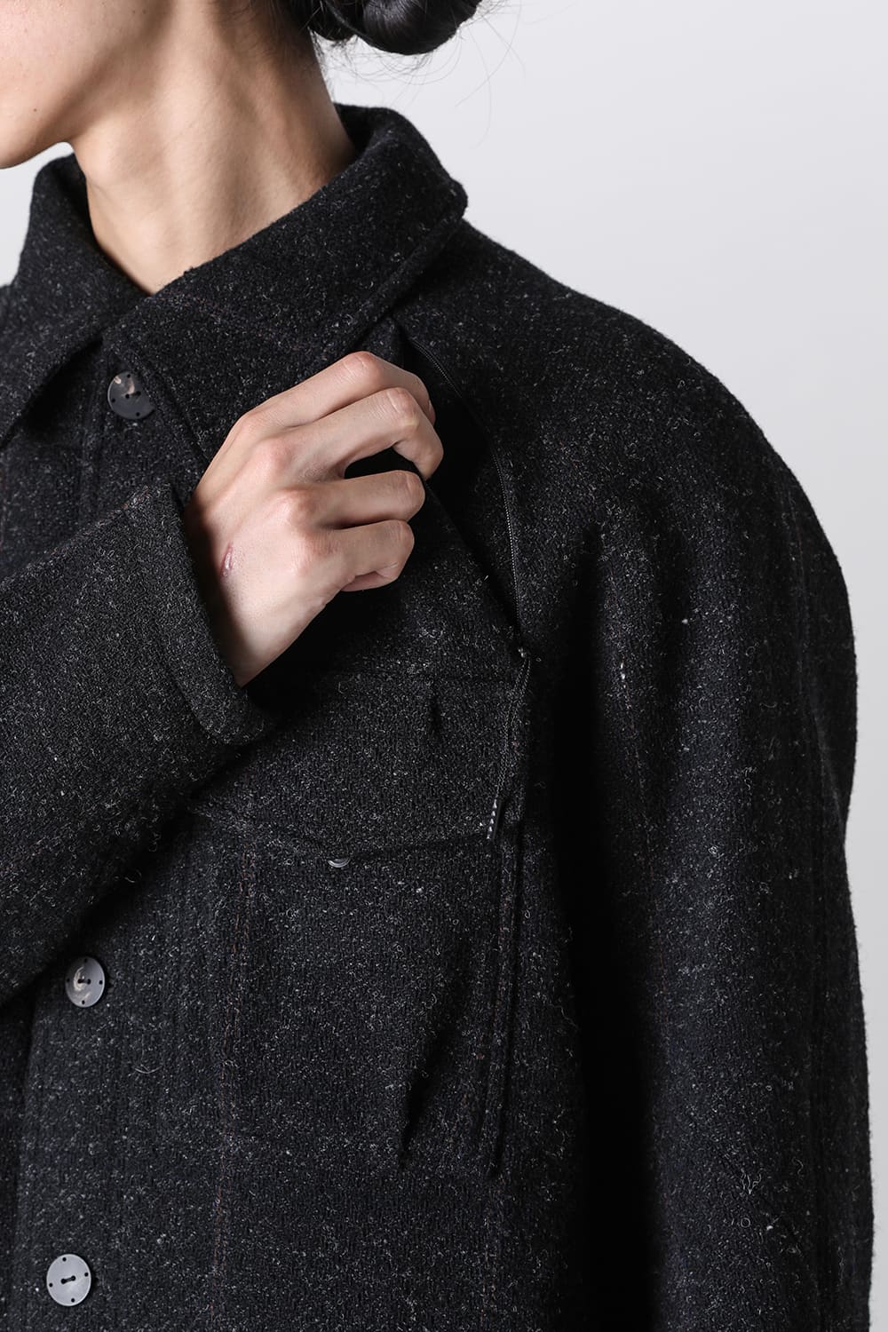 ハイネック コート シェットランド ウール