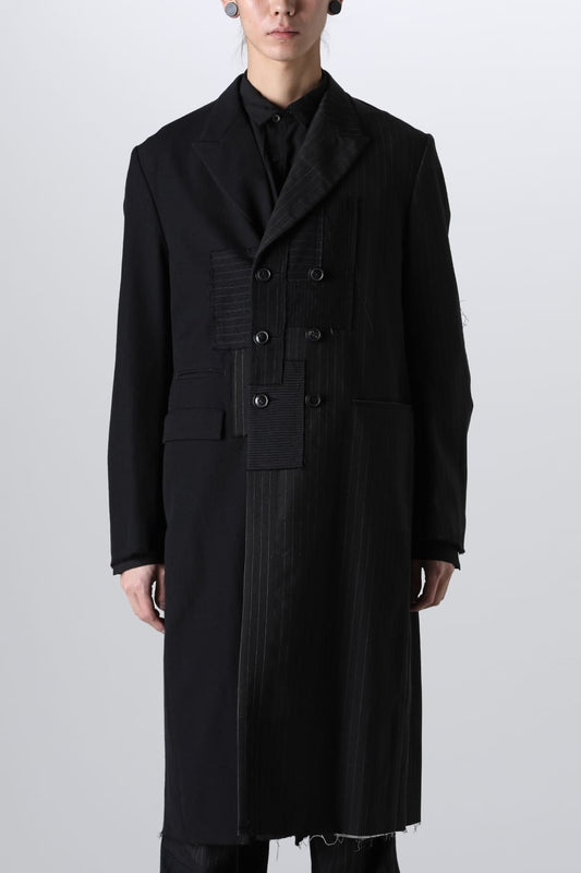 PATCHED CHESTER COAT BLACK / RED STITCH