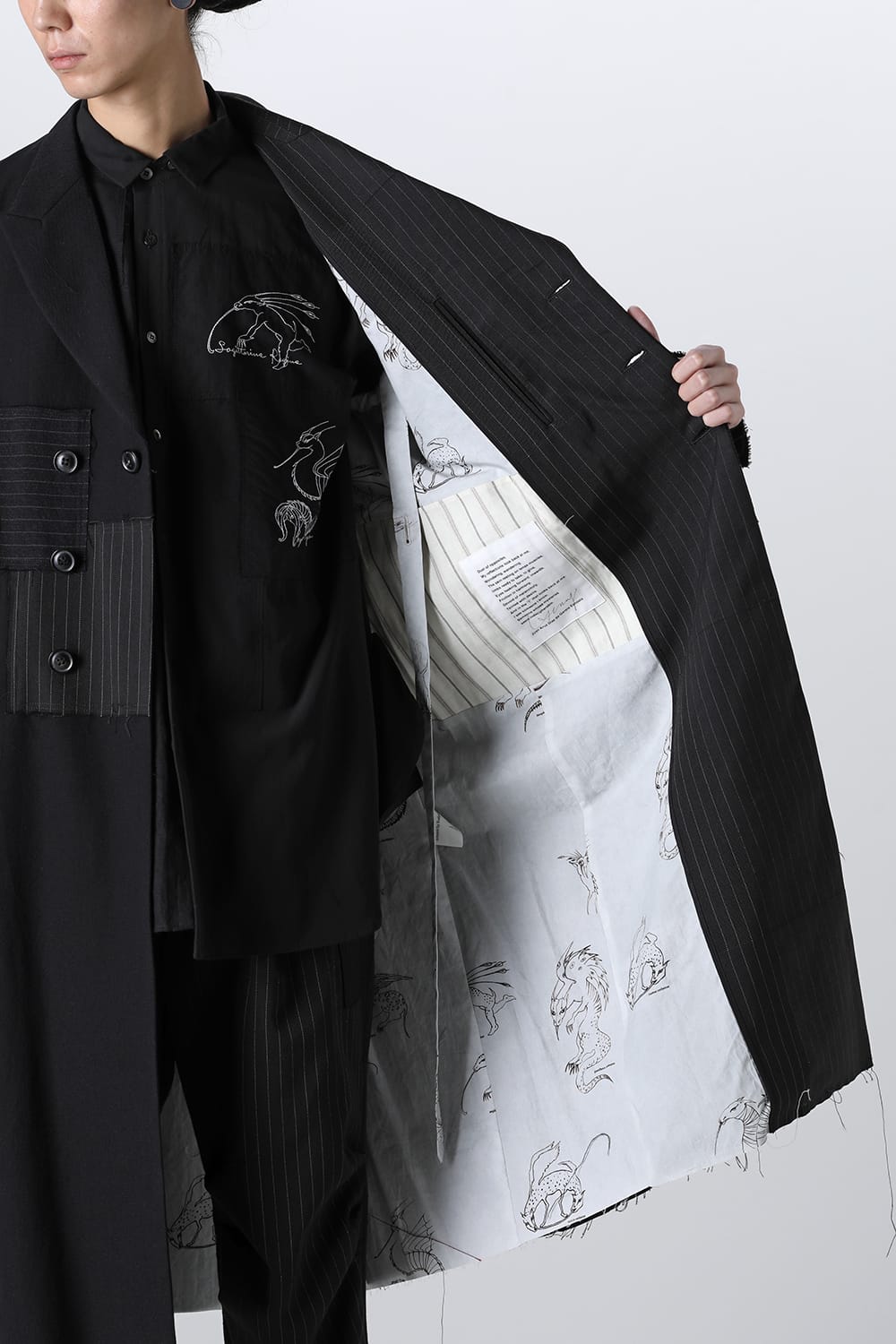 PATCHED CHESTER COAT BLACK / RED STITCH