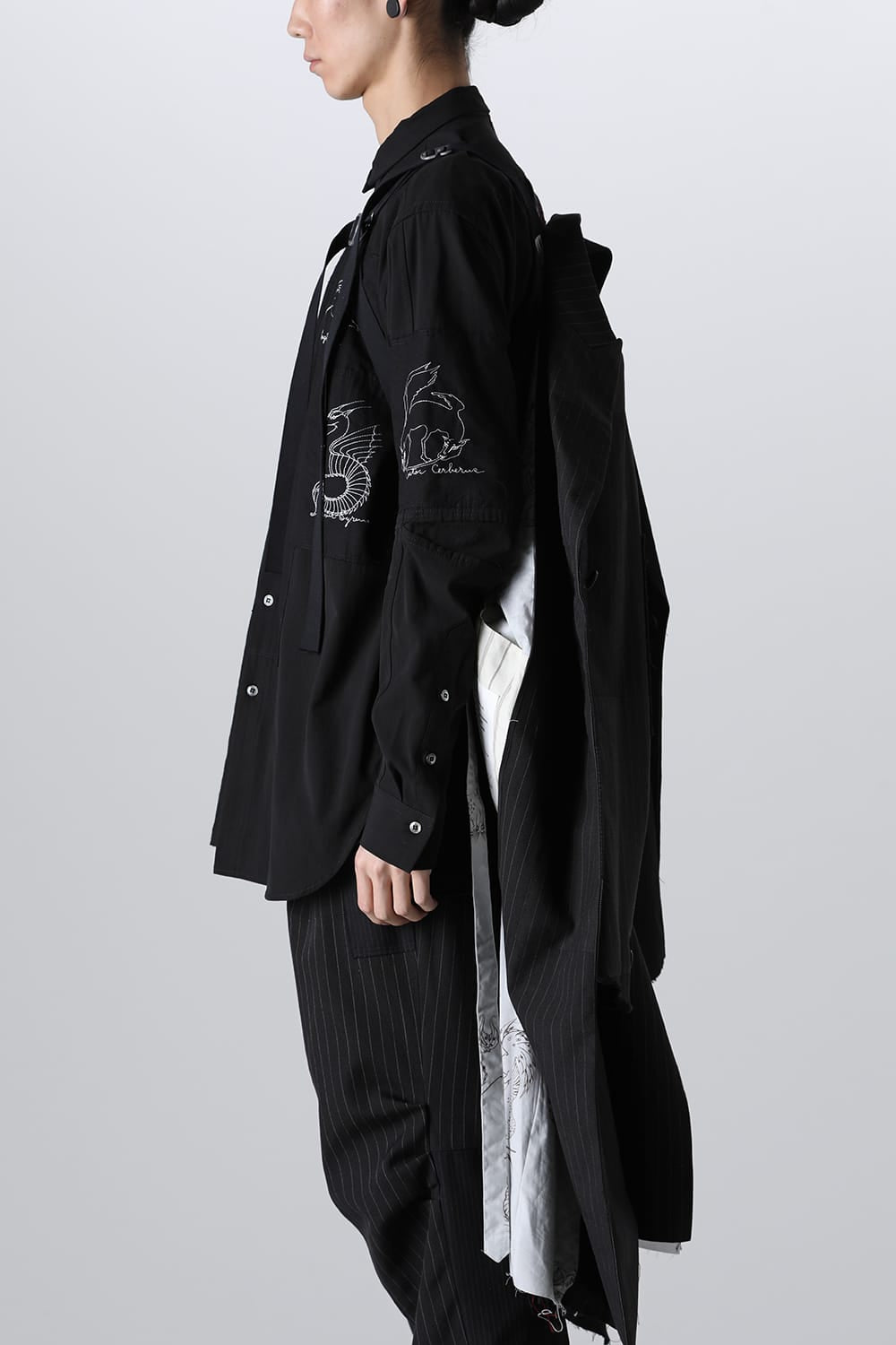 PATCHED CHESTER COAT BLACK / RED STITCH