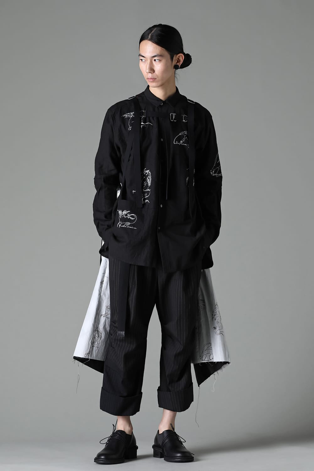 PATCHED CHESTER COAT BLACK / RED STITCH