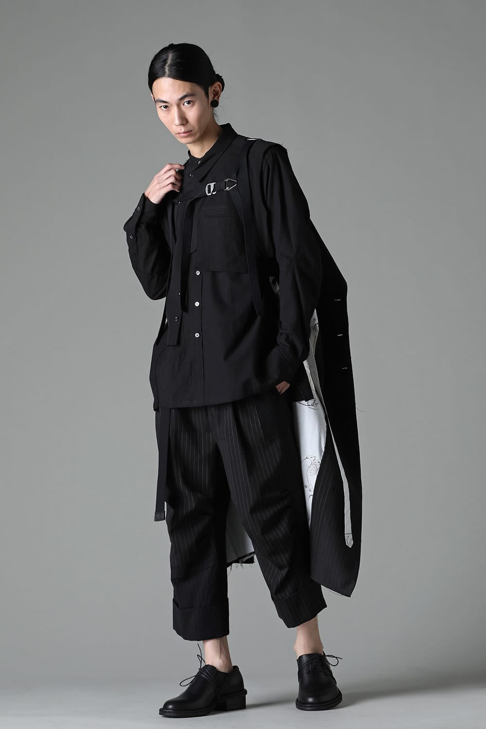 PATCHED CHESTER COAT BLACK / WHITE STITCH