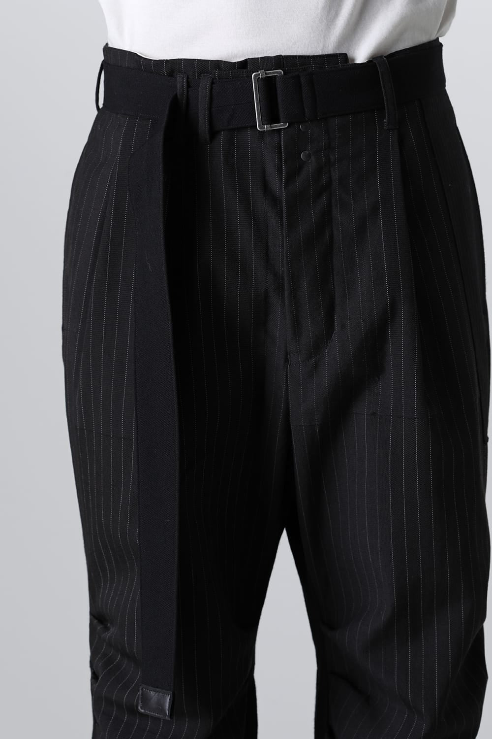 PATCHED WIDE CROPPED TROUSERS BLACK / RED STITCH