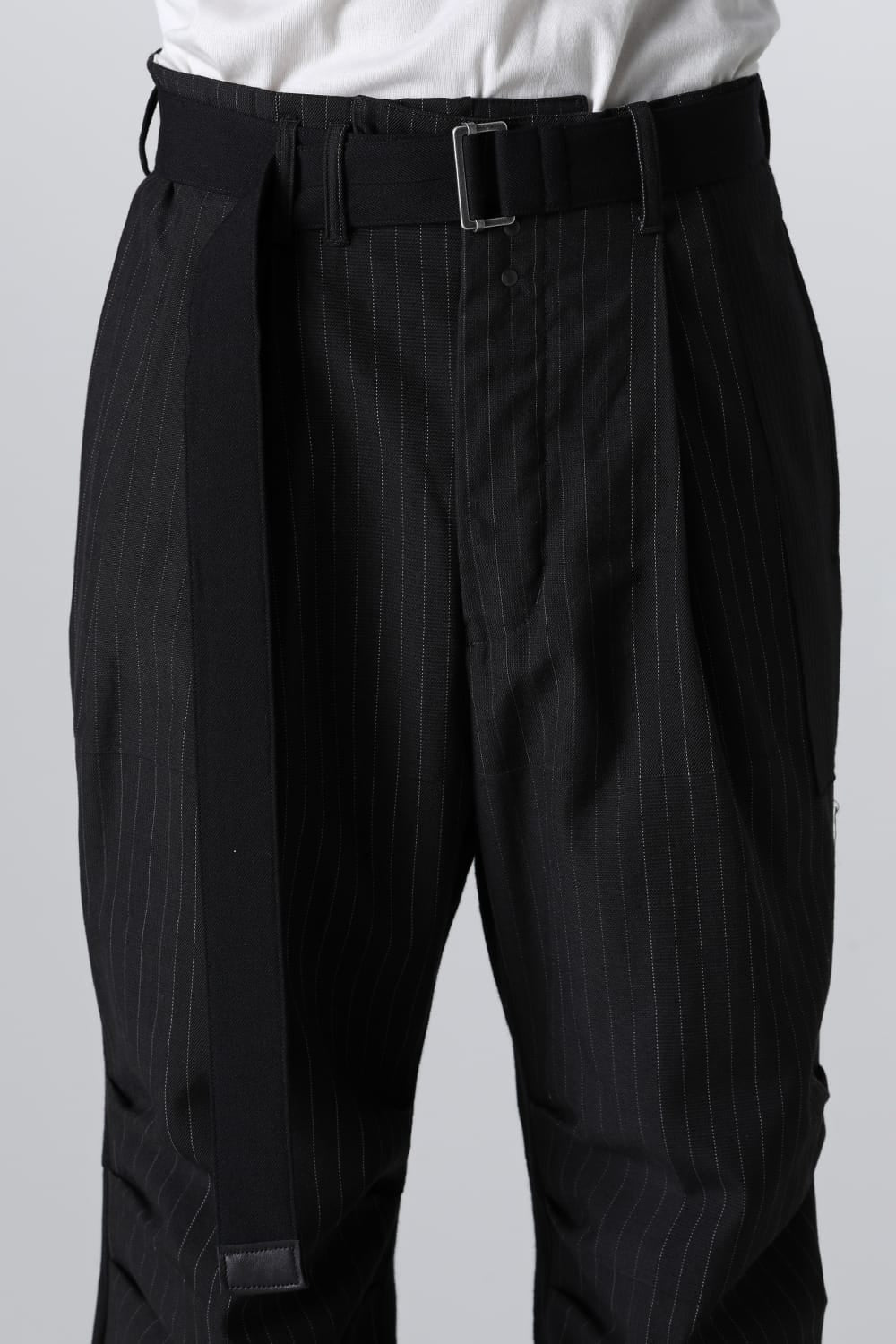 PATCHED WIDE CROPPED TROUSERS BLACK / WHITE STITCH