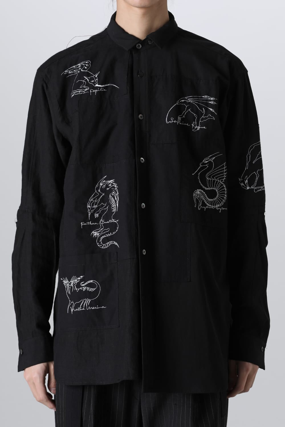 BEASTS EMBROIDERED SHIRT BLACK / RED STITCH