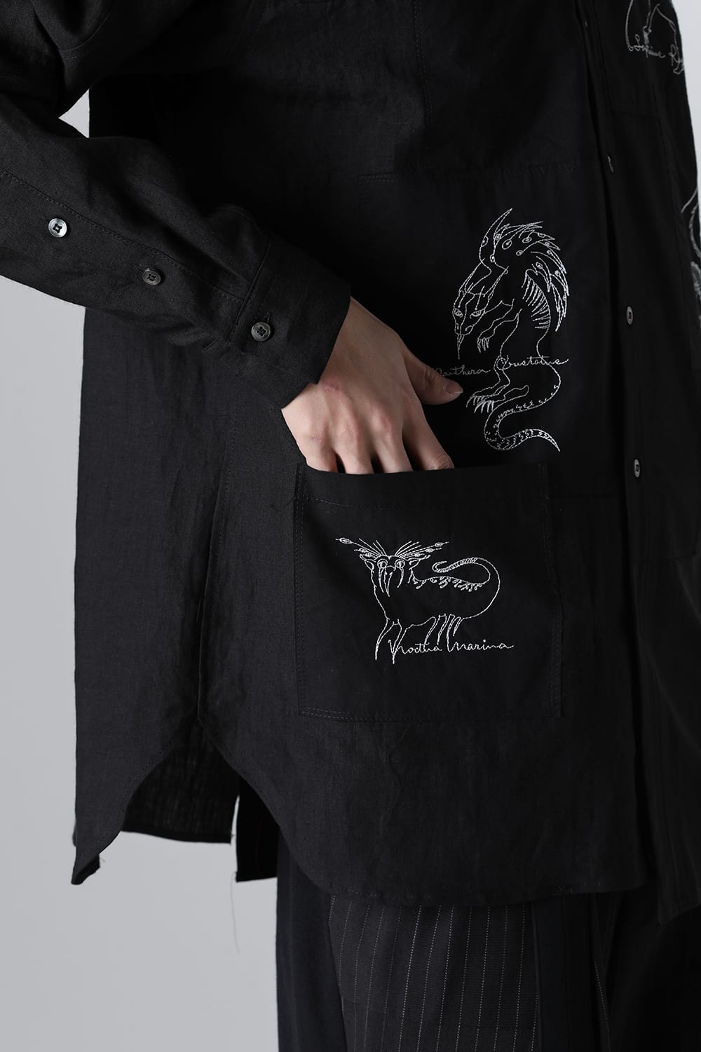 BEASTS EMBROIDERED SHIRT BLACK / RED STITCH