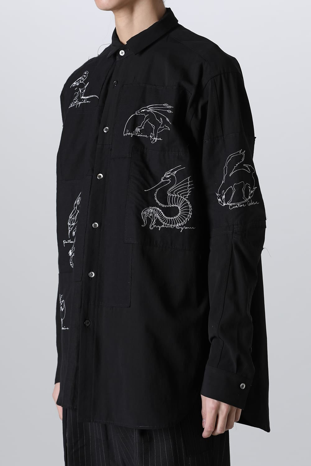 BEASTS EMBROIDERED SHIRT BLACK / RED STITCH