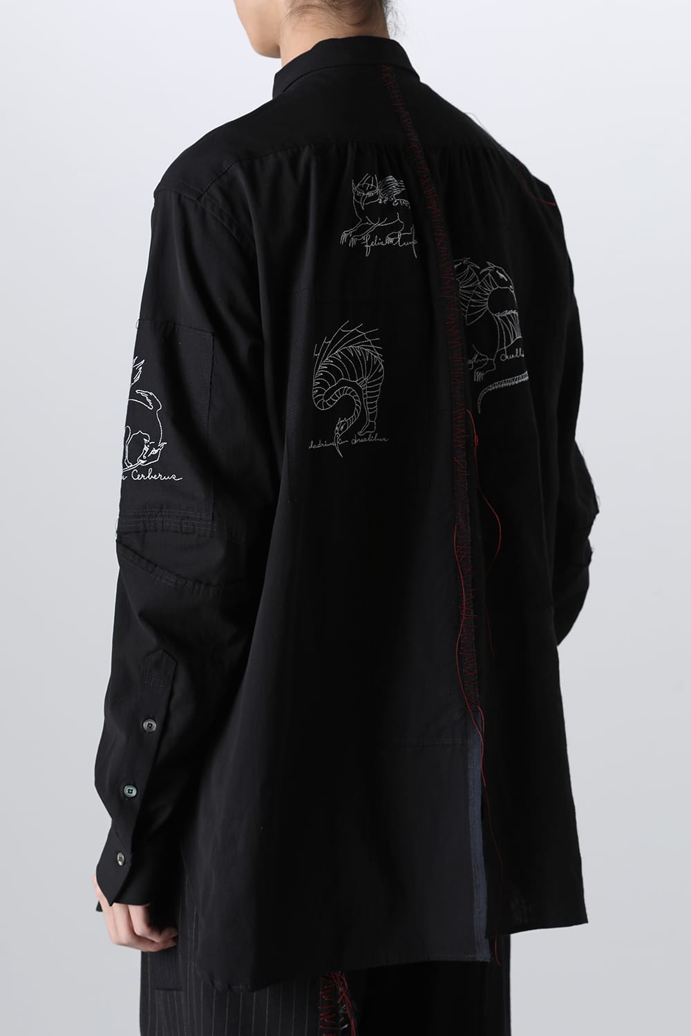 BEASTS EMBROIDERED SHIRT BLACK / RED STITCH