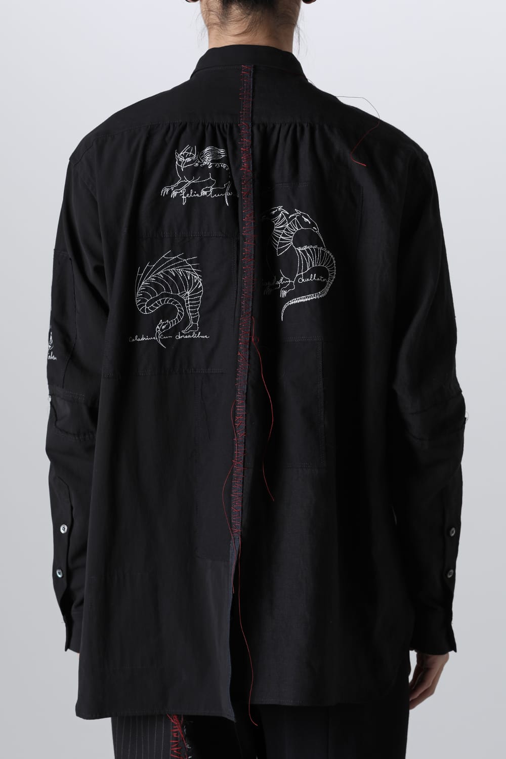 BEASTS EMBROIDERED SHIRT BLACK / RED STITCH