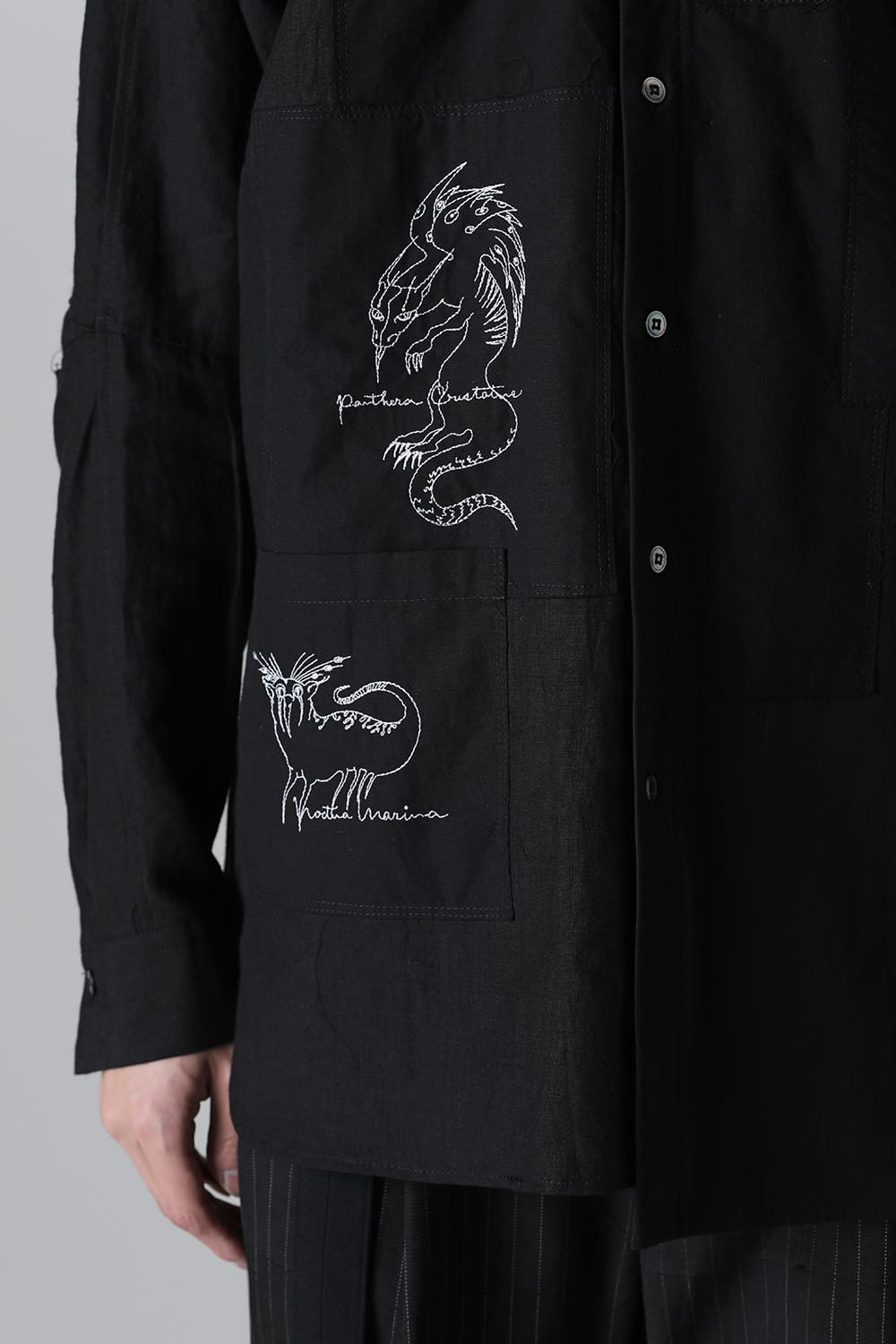 BEASTS EMBROIDERED SHIRT BLACK / RED STITCH