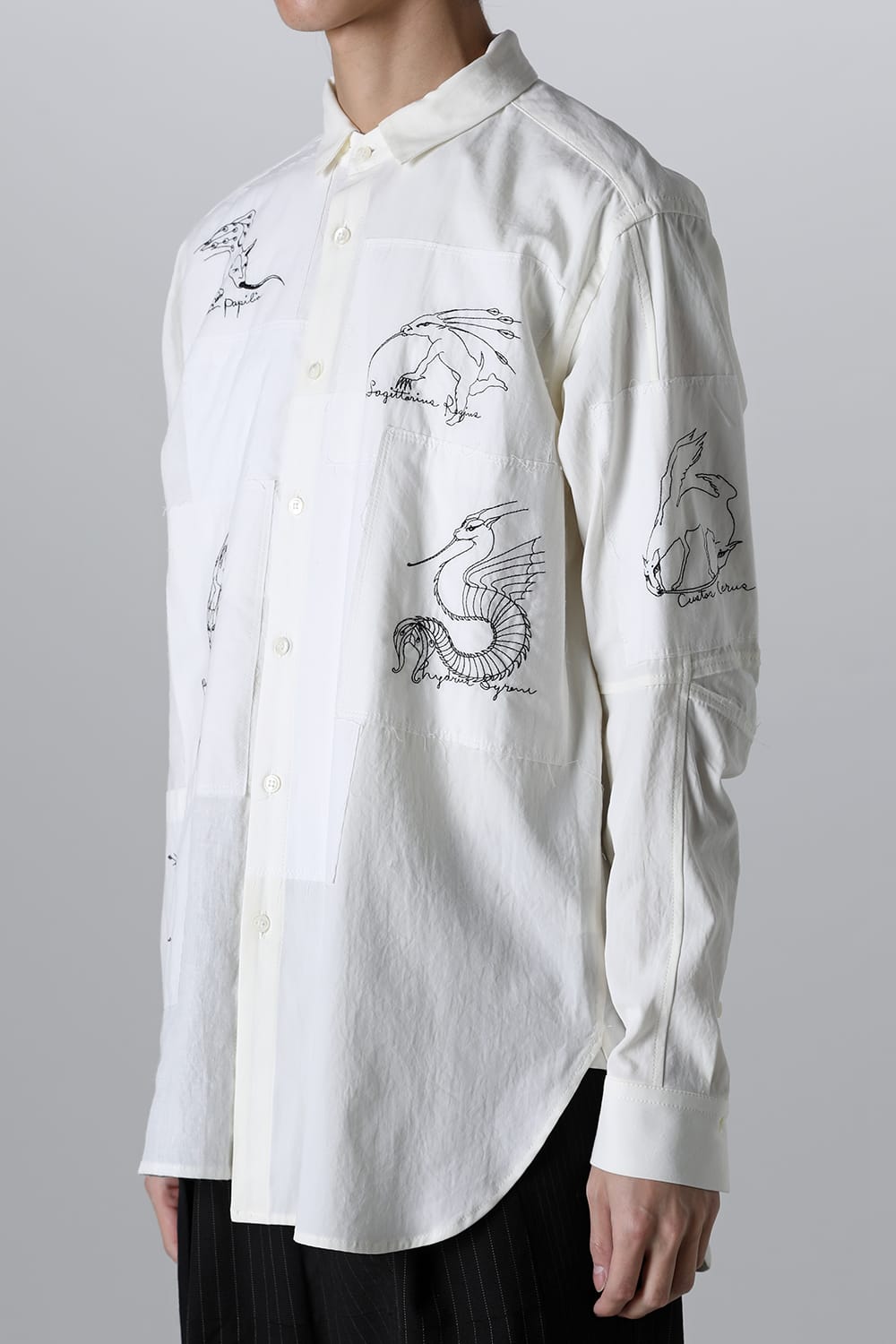 BEASTS EMBROIDERED SHIRT WHITE / RED STITCH