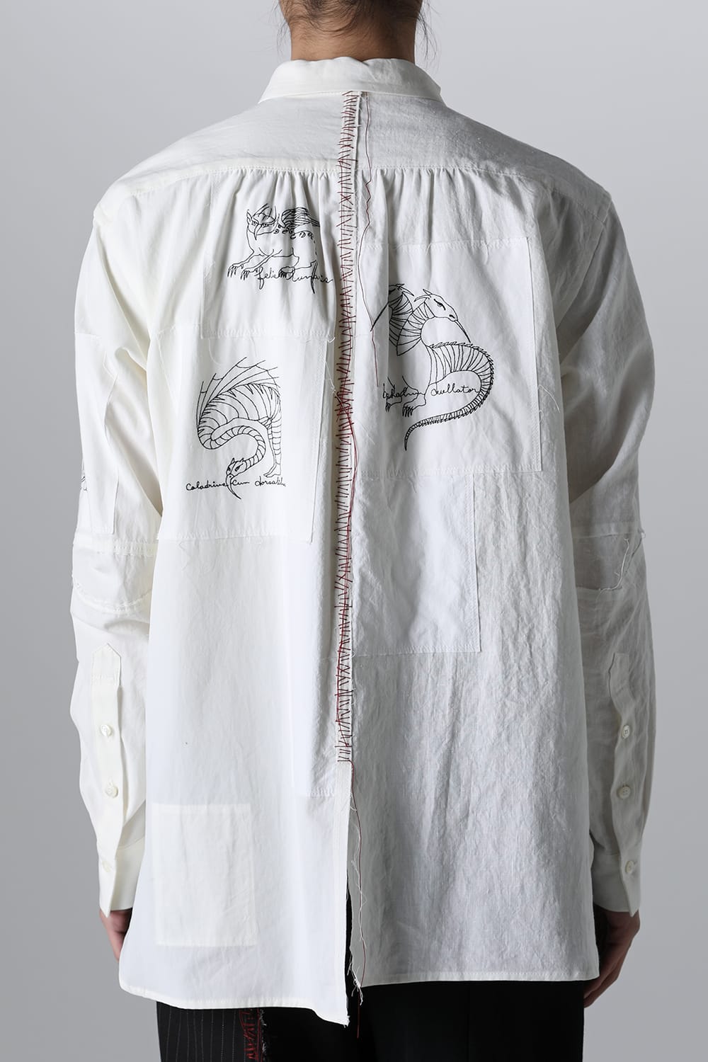 BEASTS EMBROIDERED SHIRT WHITE / RED STITCH