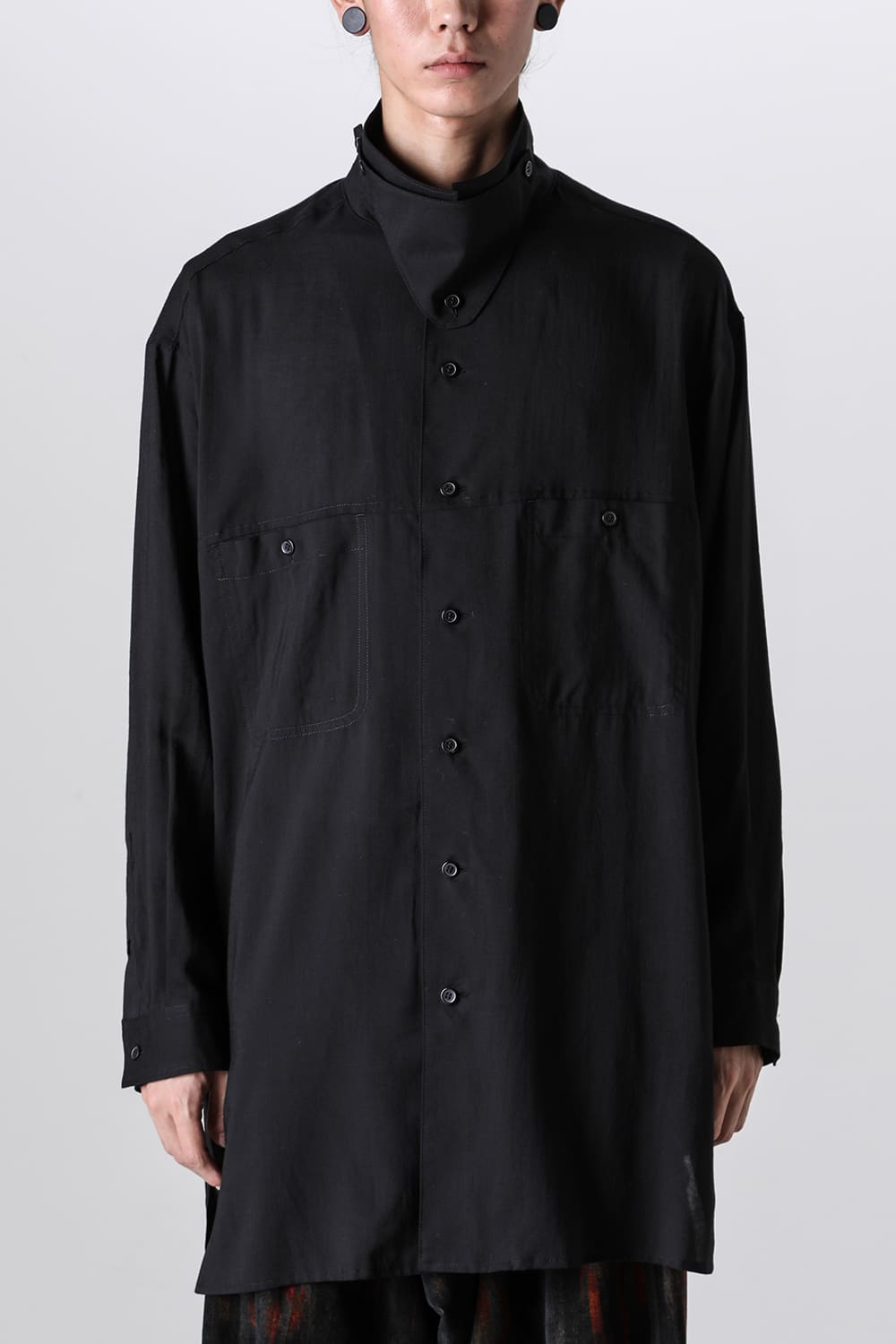 Open Collar Chin Frap Blouse