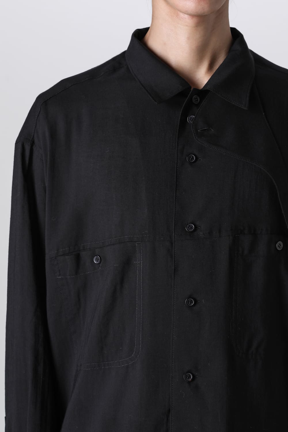 Open Collar Chin Frap Blouse