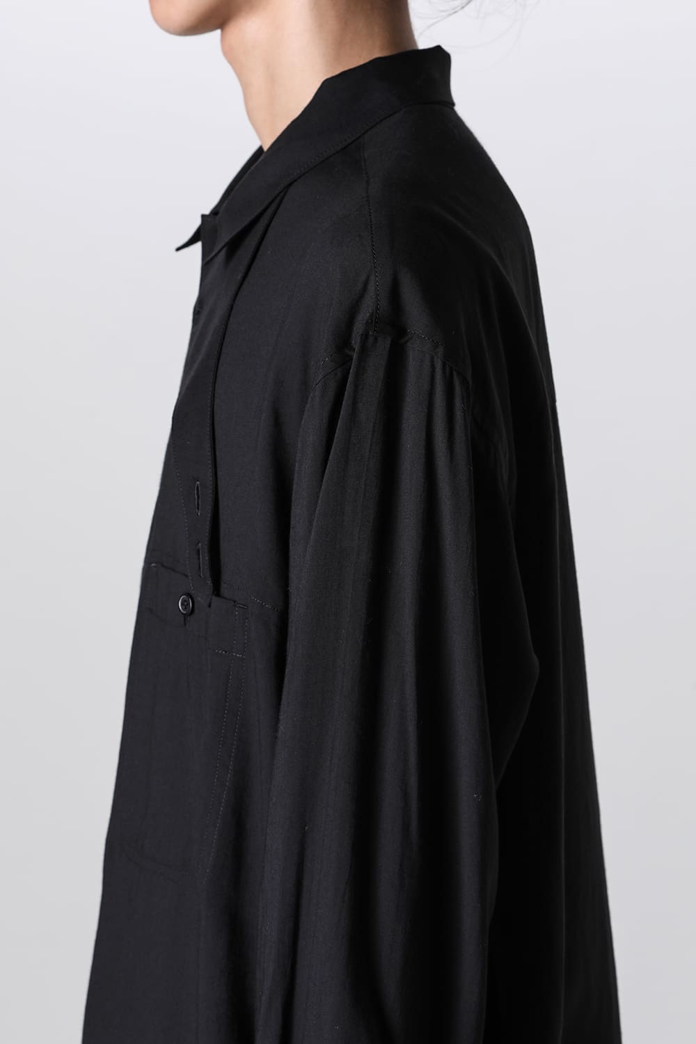 Open Collar Chin Frap Blouse