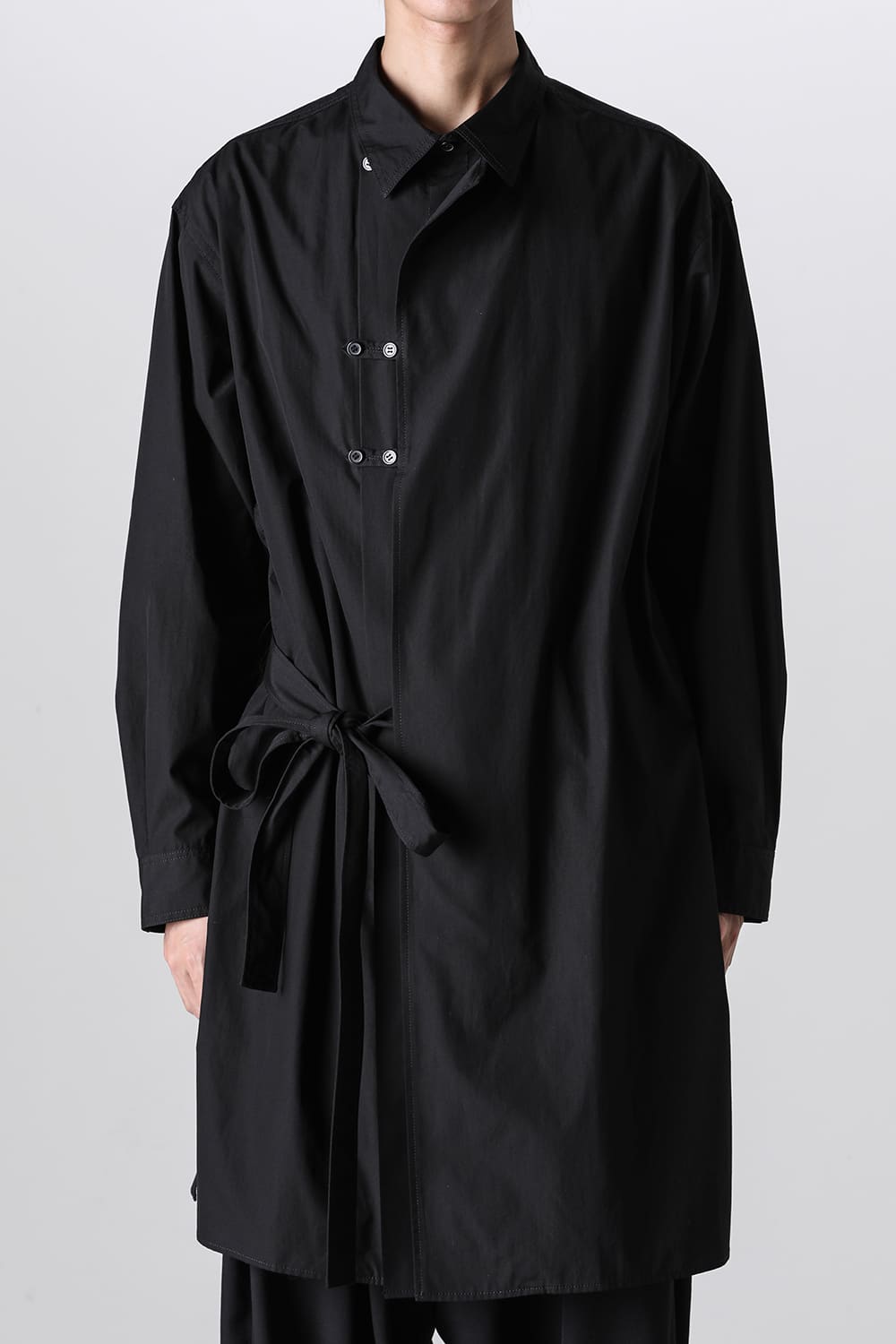 Left 2Layered Chain Stitch Gown Blouse Black