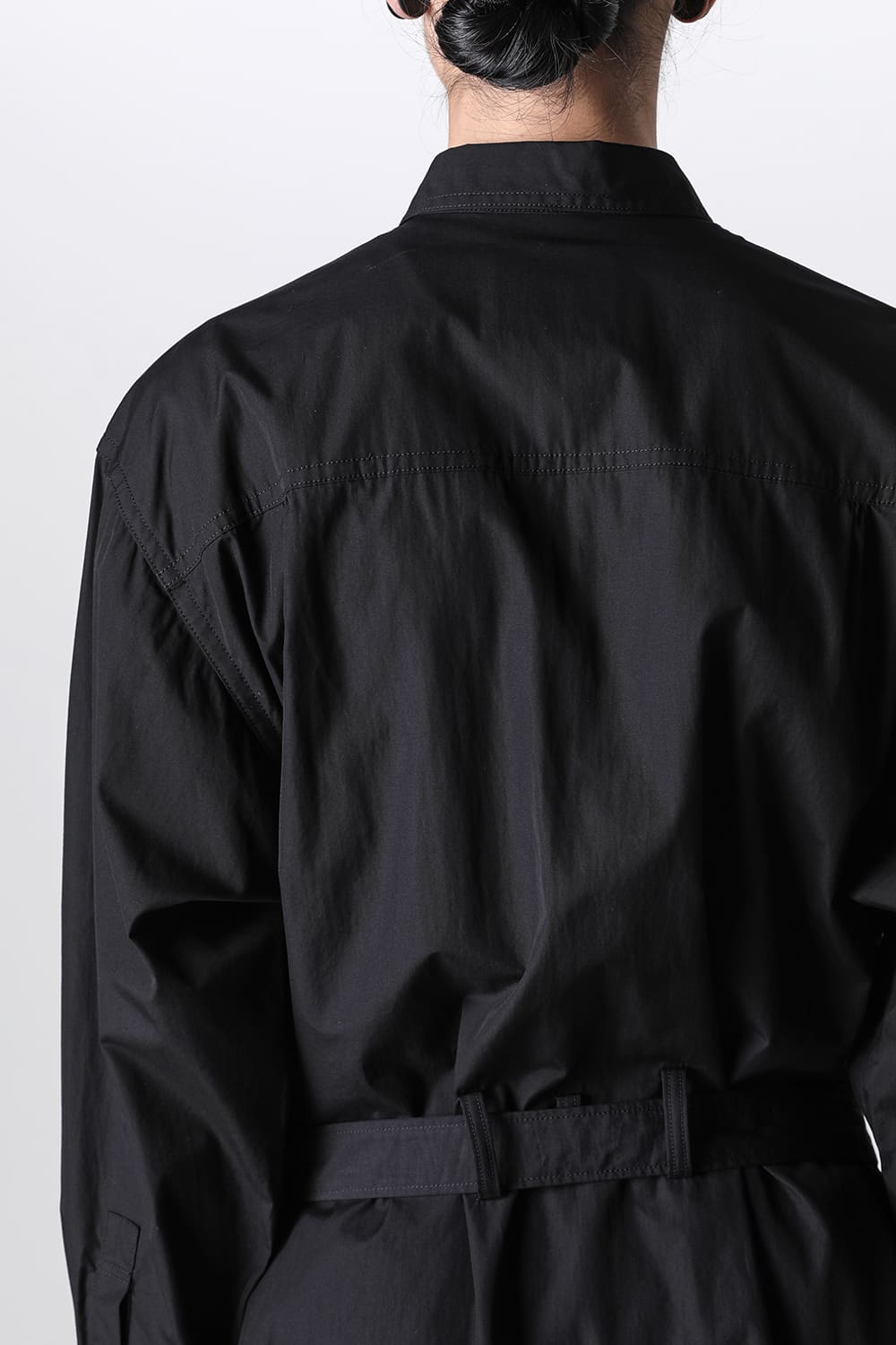 Left 2Layered Chain Stitch Gown Blouse Black