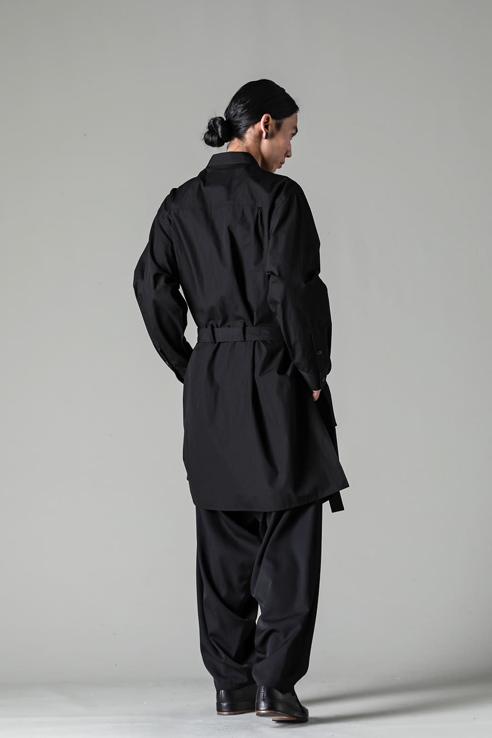 Left 2Layered Chain Stitch Gown Blouse Black