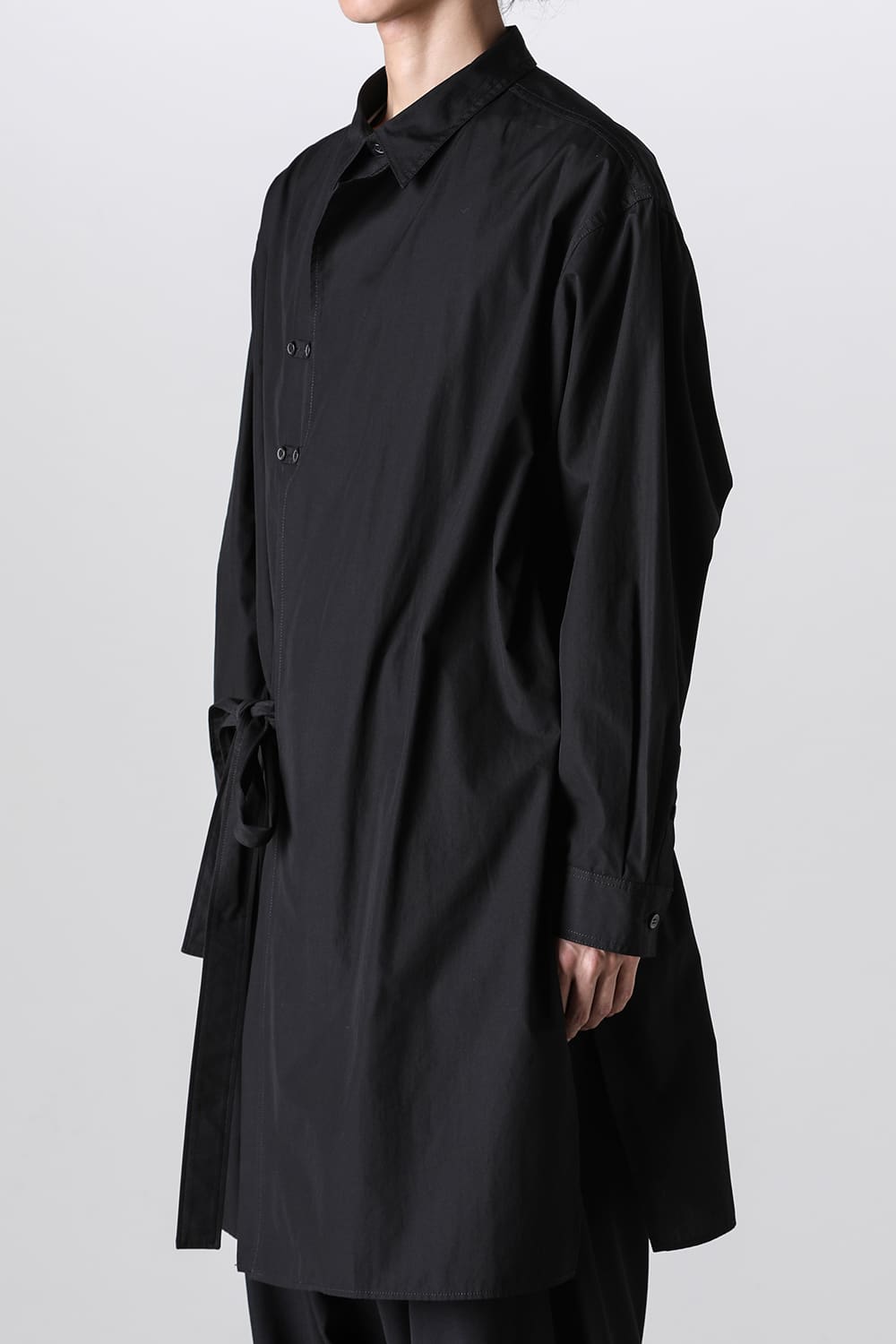 Left 2Layered Chain Stitch Gown Blouse Black