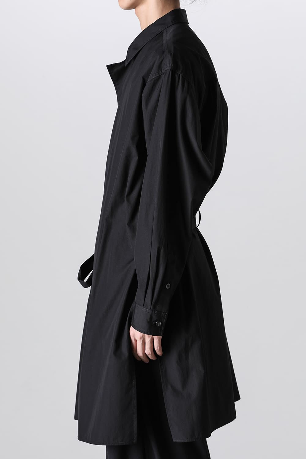 Left 2Layered Chain Stitch Gown Blouse Black