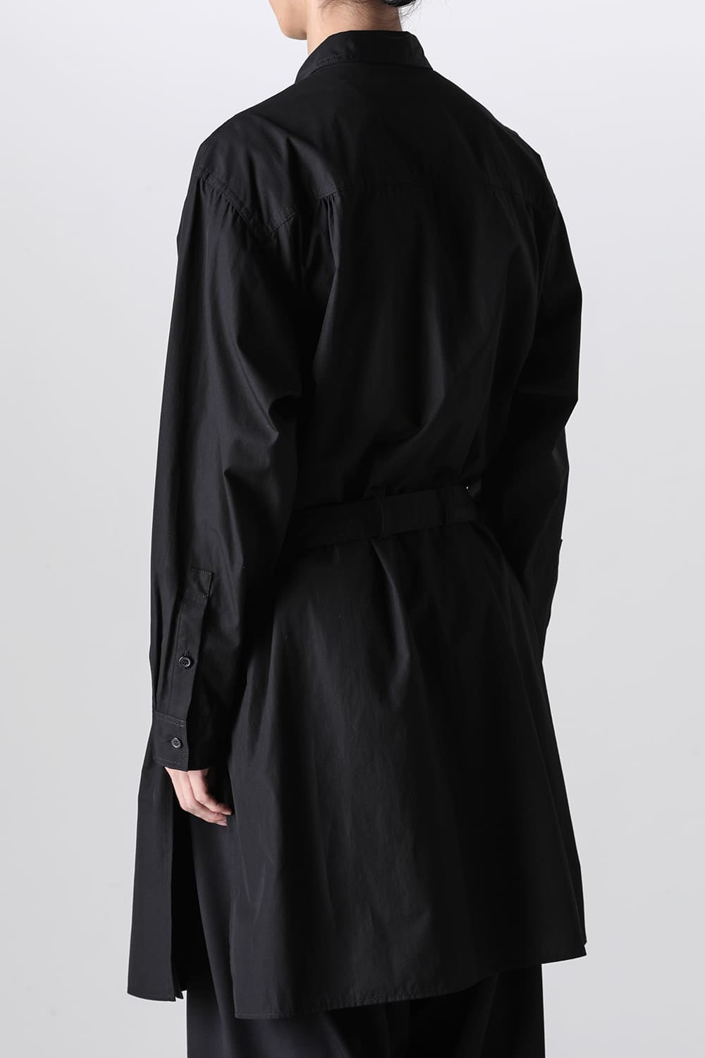 Left 2Layered Chain Stitch Gown Blouse Black