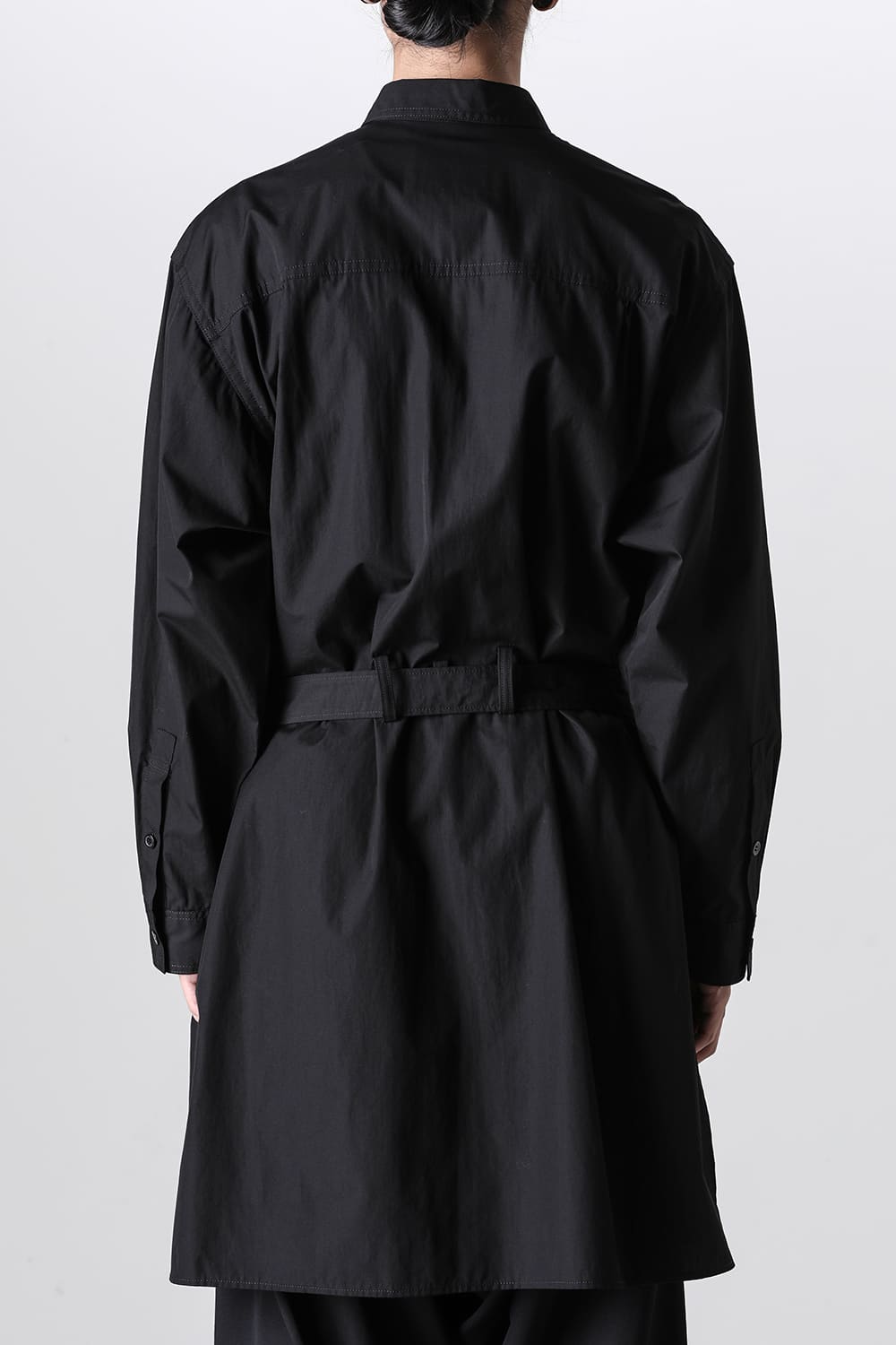 Left 2Layered Chain Stitch Gown Blouse Black