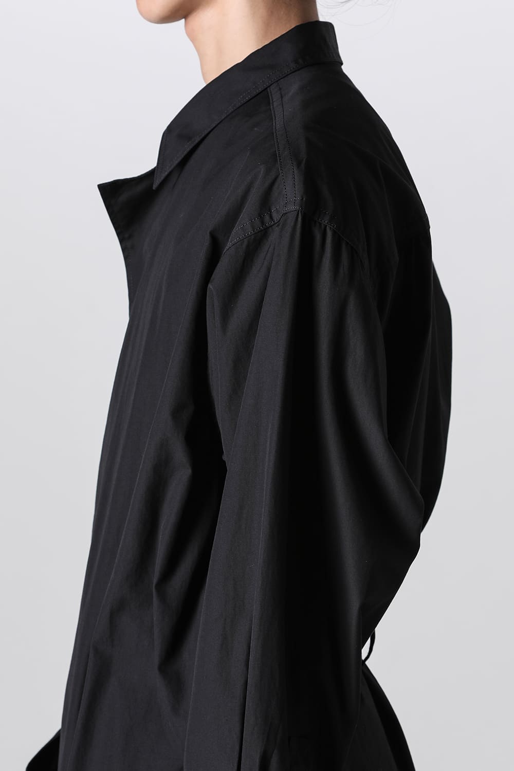 Left 2Layered Chain Stitch Gown Blouse Black