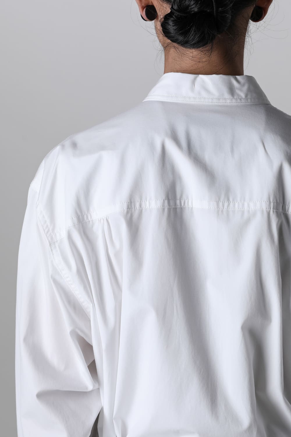 Left 2Layered Chain Stitch Gown Blouse White