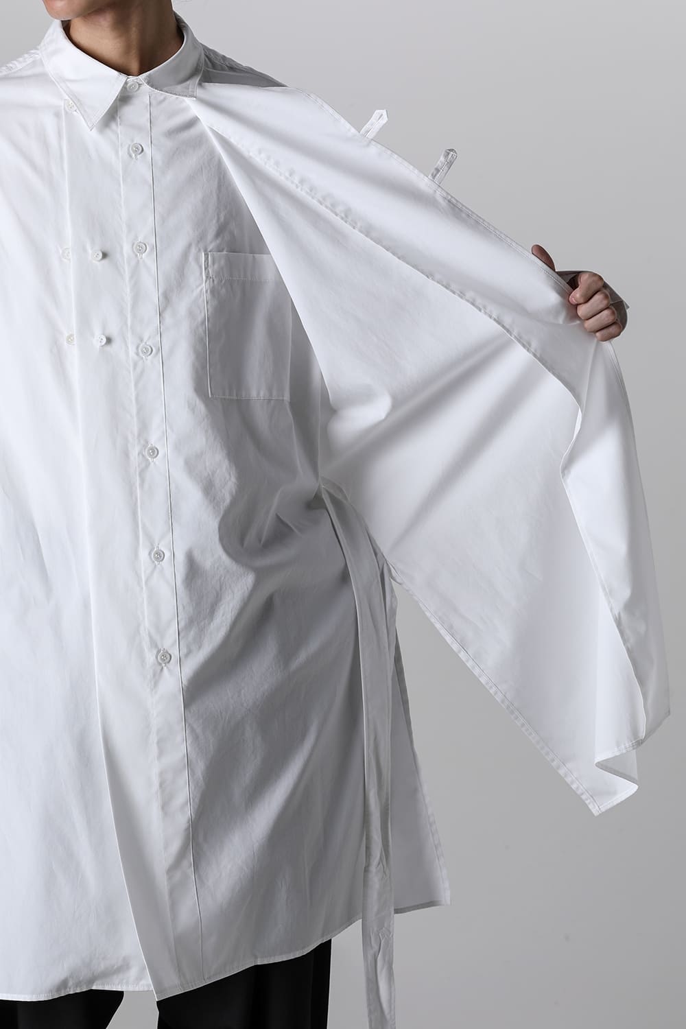 Left 2Layered Chain Stitch Gown Blouse White