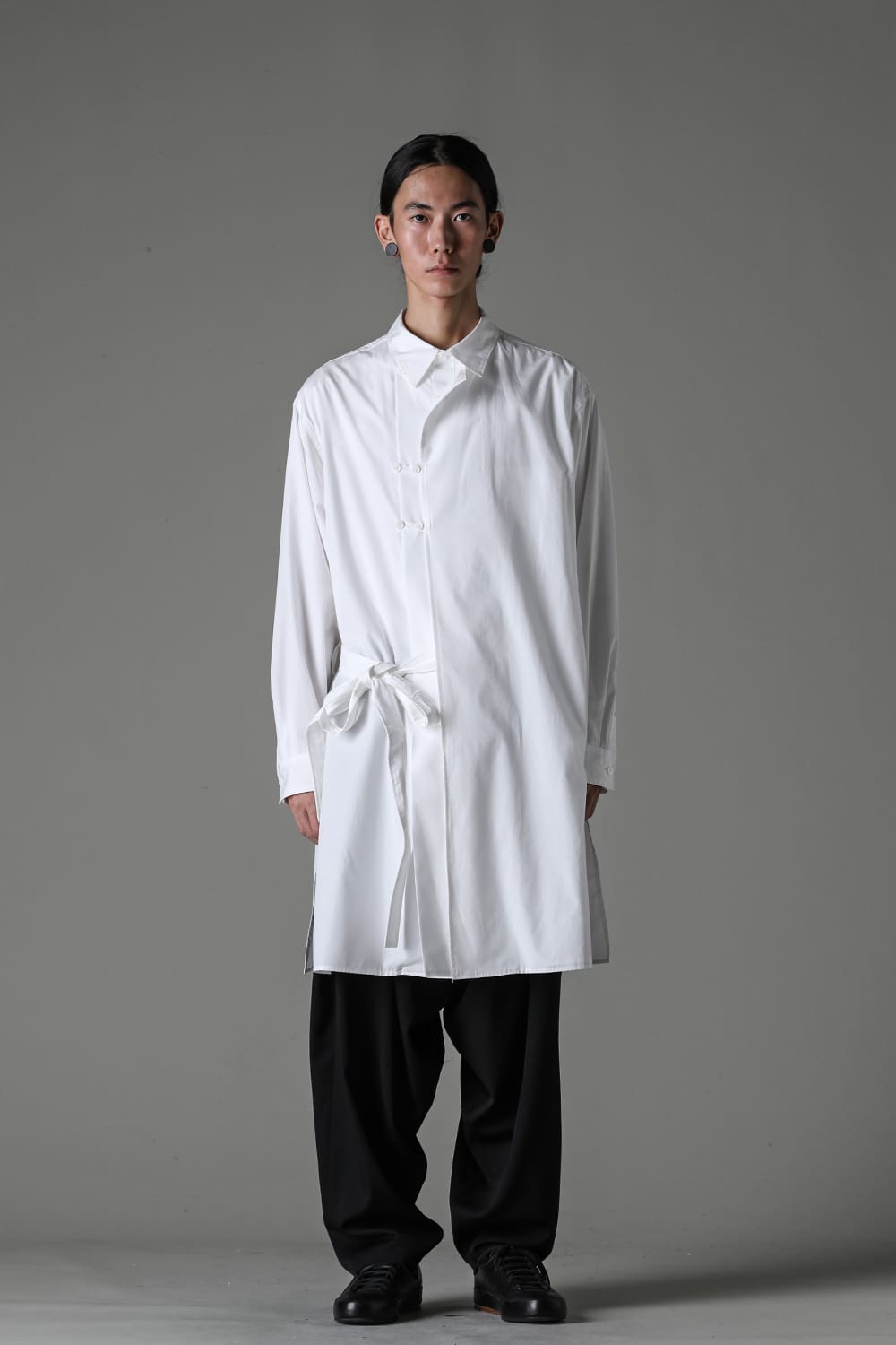 Left 2Layered Chain Stitch Gown Blouse White