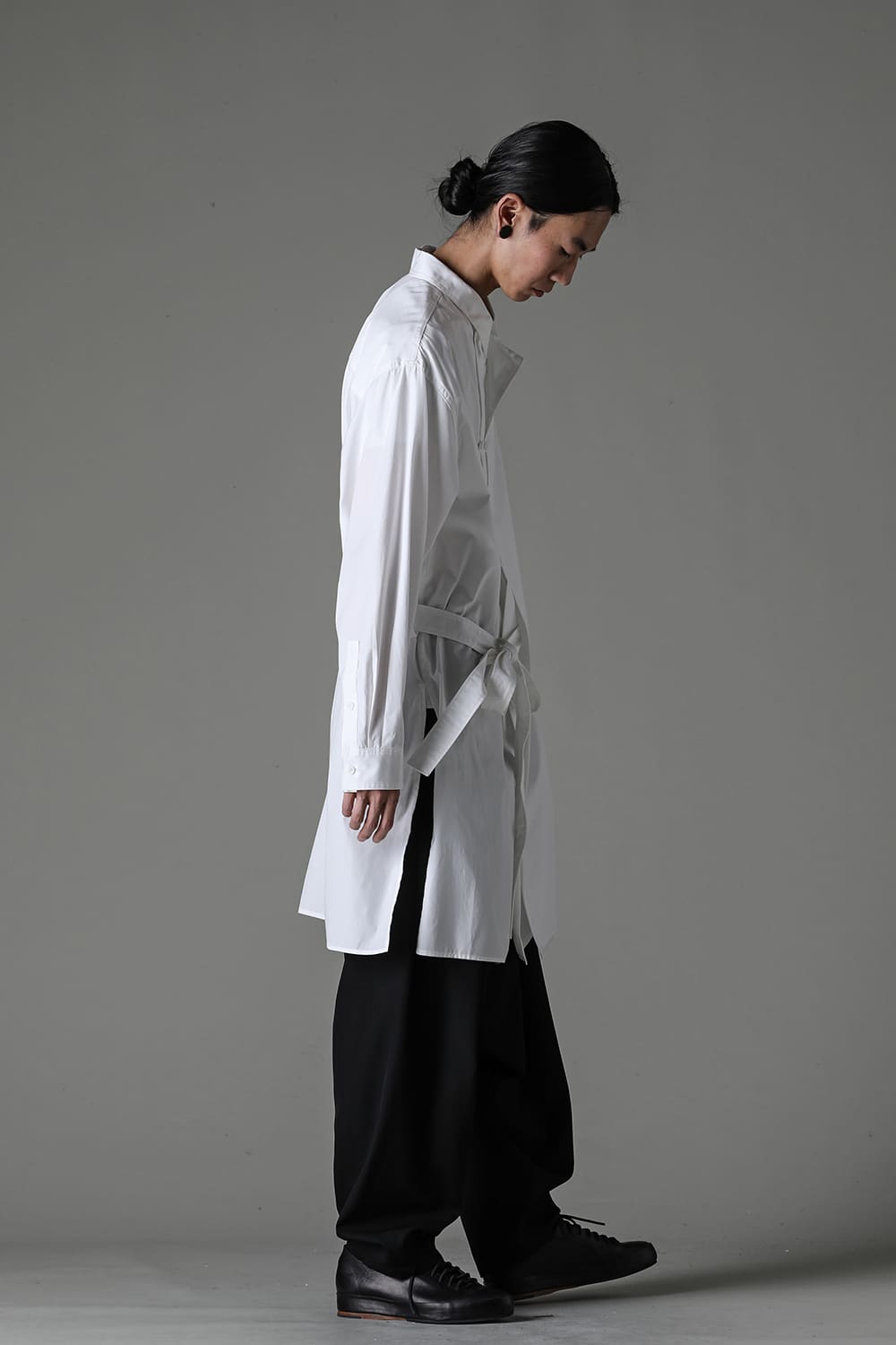 Left 2Layered Chain Stitch Gown Blouse White