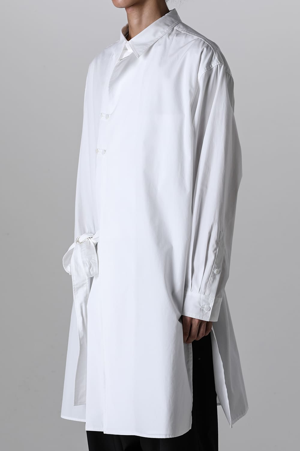 Left 2Layered Chain Stitch Gown Blouse White