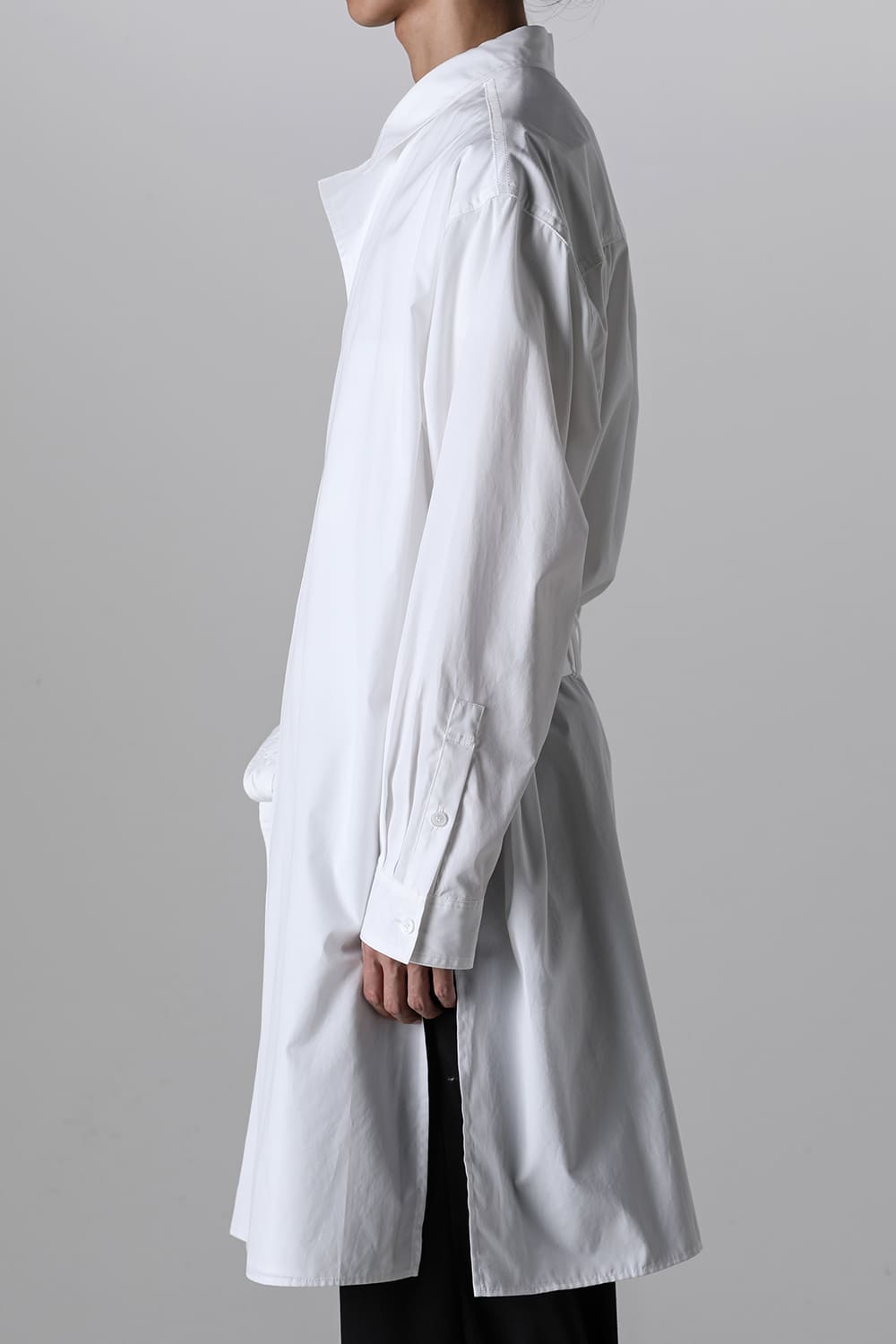 Left 2Layered Chain Stitch Gown Blouse White