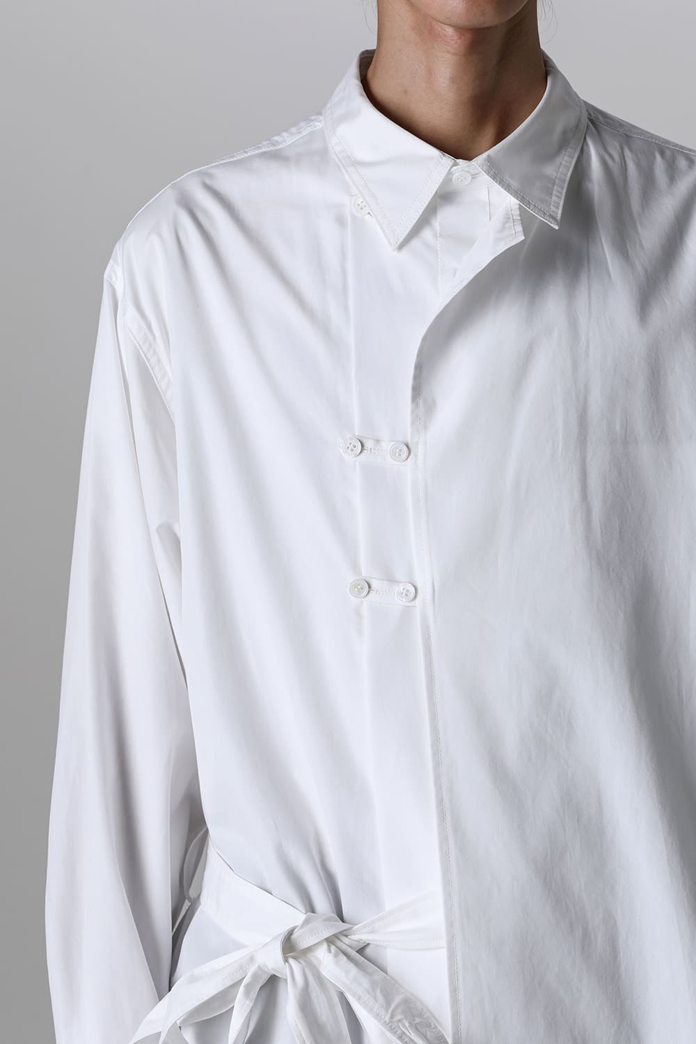 Left 2Layered Chain Stitch Gown Blouse White