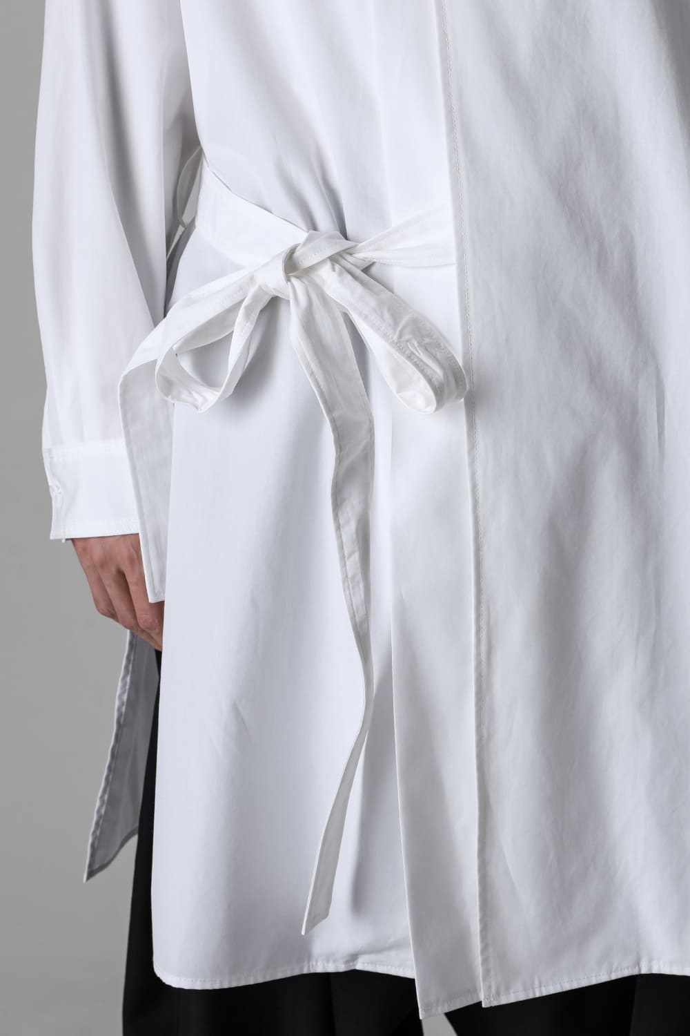 Left 2Layered Chain Stitch Gown Blouse White