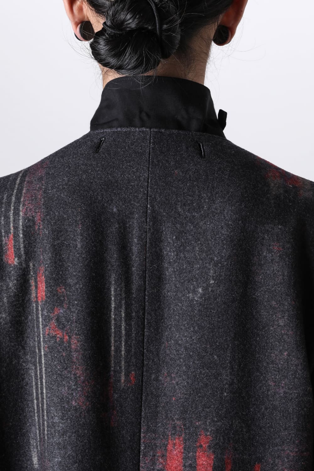 ダブルレイヤード プリントスタンドカラーコート