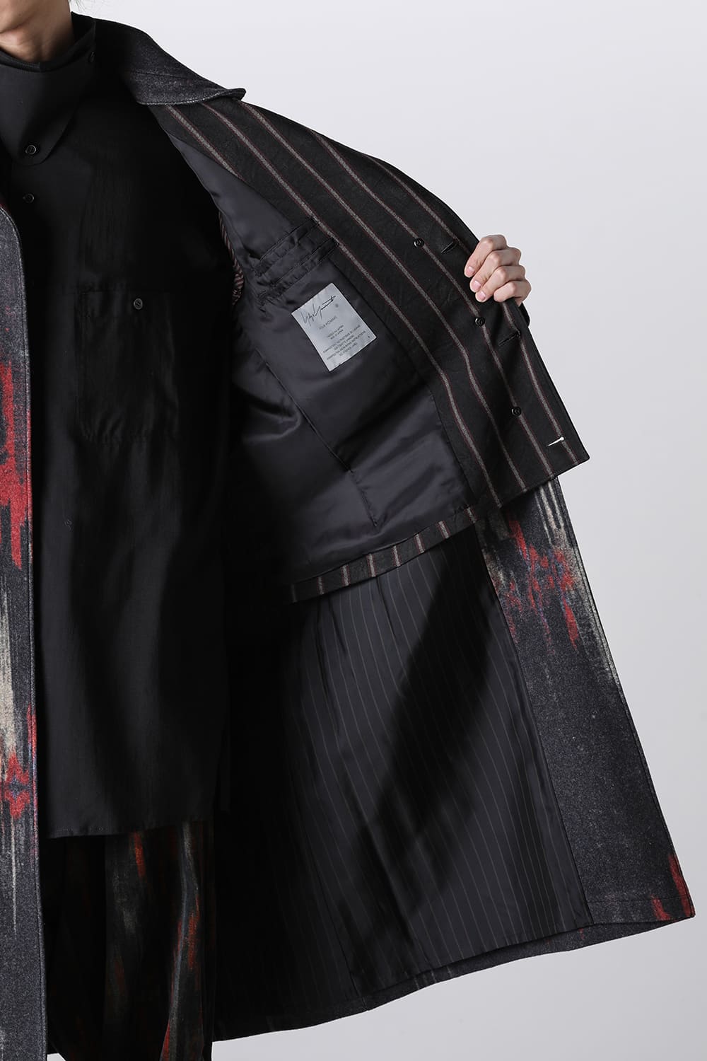 ダブルレイヤード プリントスタンドカラーコート