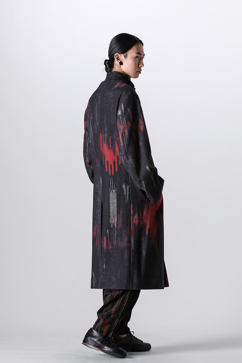 ダブルレイヤード プリントスタンドカラーコート