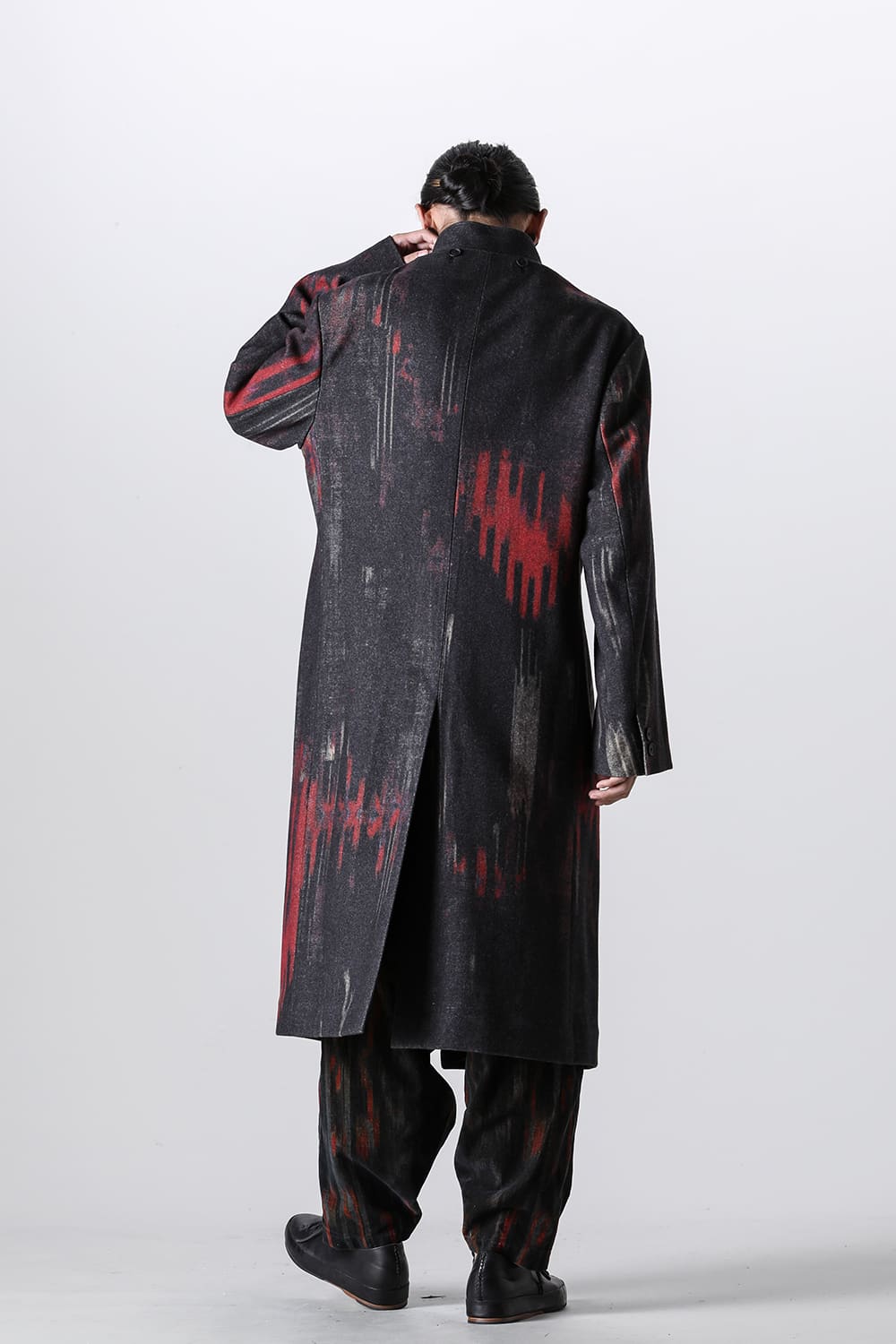 ダブルレイヤード プリントスタンドカラーコート