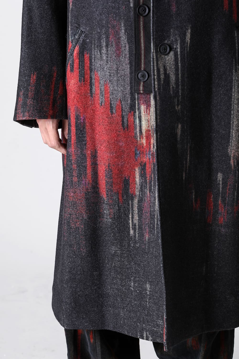 ダブルレイヤード プリントスタンドカラーコート