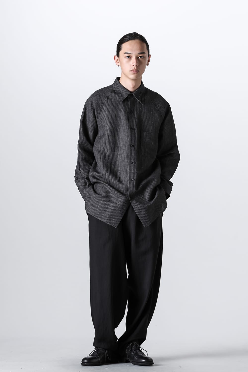 Double Collar Decorative Button Blouse