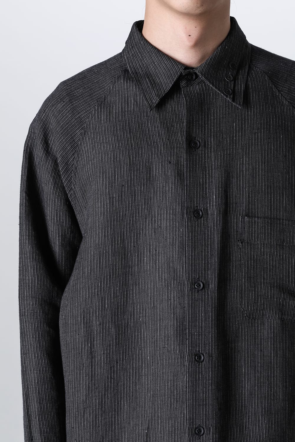 Double Collar Decorative Button Blouse