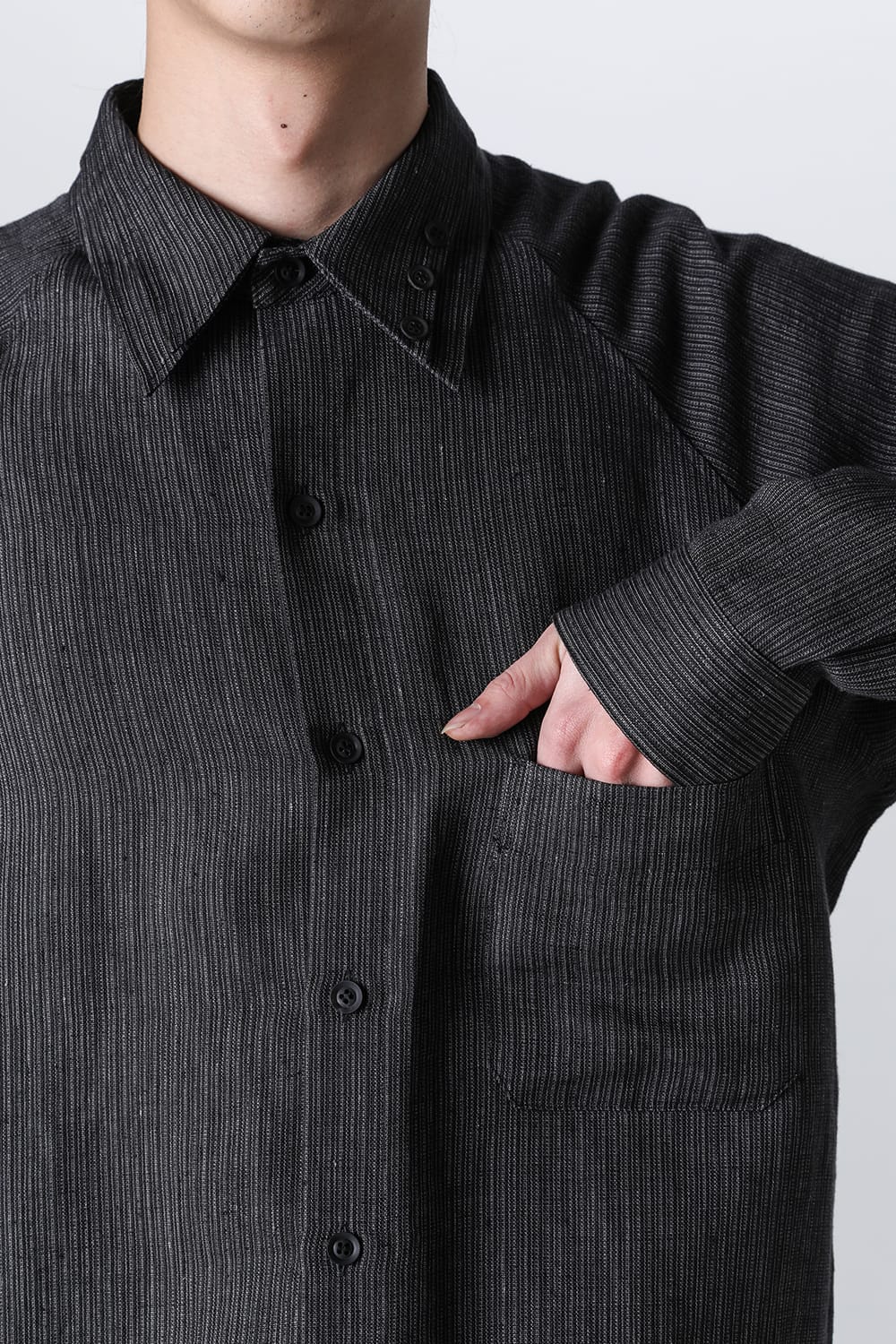 Double Collar Decorative Button Blouse