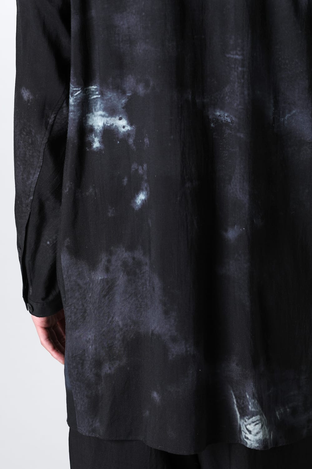 Print Side Gusset Blouse Black